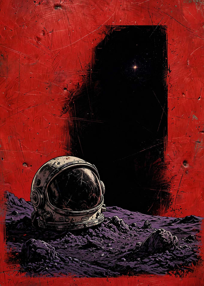 Astronaut Helmet on Alien Surface