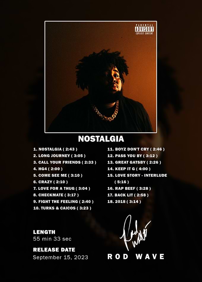Rod Wave Nostalgia Album Tracklist Poster