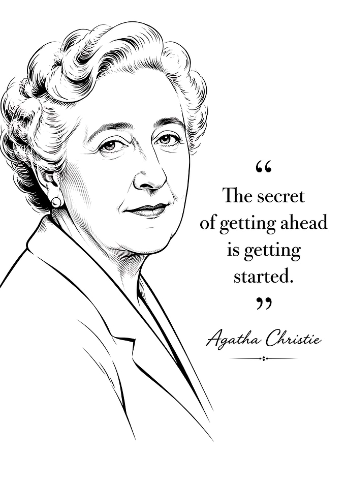 Agatha Christie Inspirational Quote Portrait