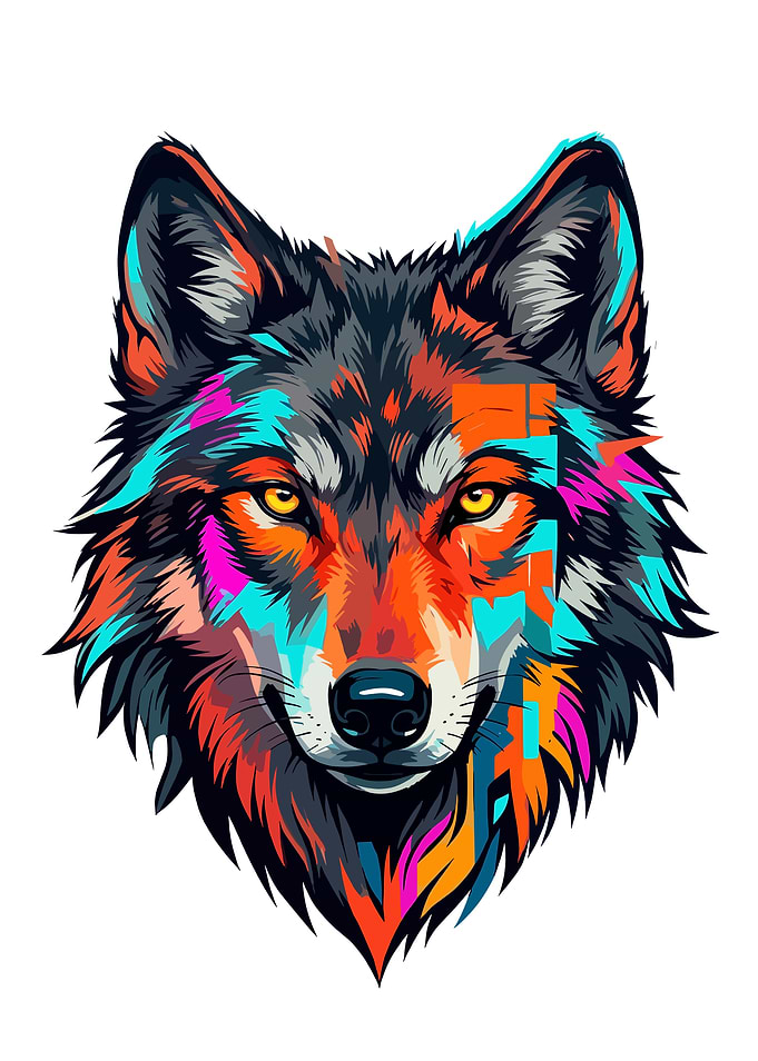 Colorful Pop Art Wolf Portrait