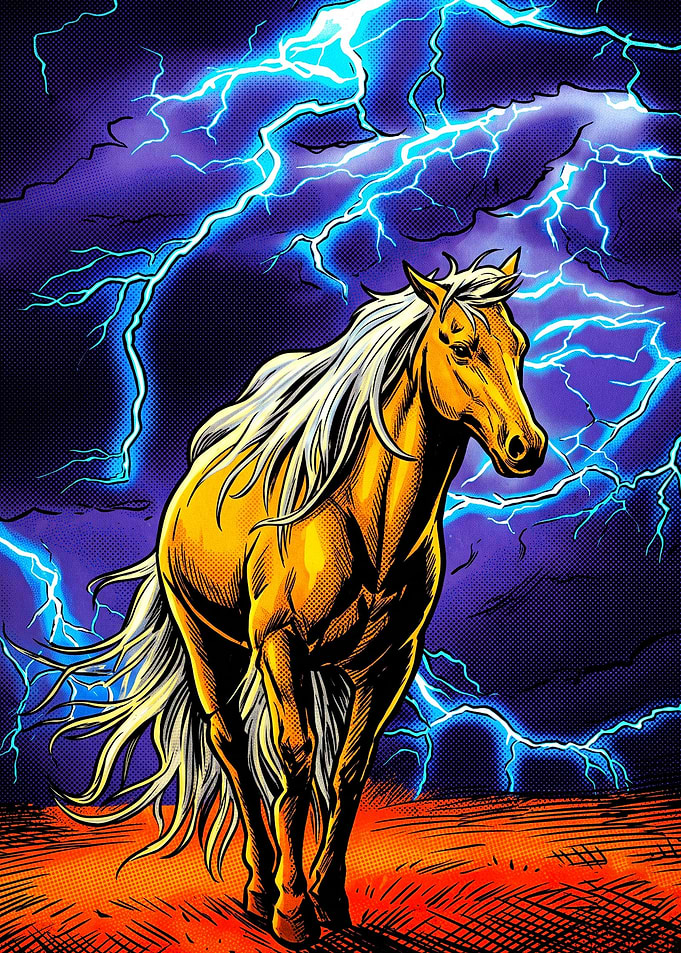 Horse Storm Lightning Comic Art