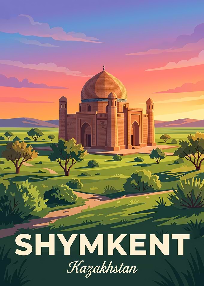 Shymkent Kazakhstan Travel Poster