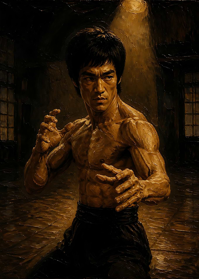 Bruce Lee Martial Arts Oil Painting