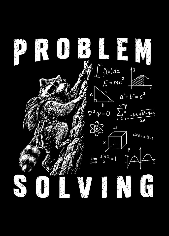 Problem Solving Raccoon Climbing Graphic