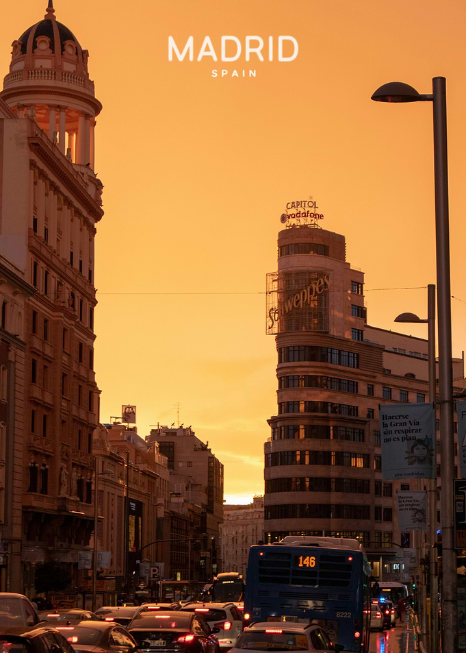 Madrid Gran Via Sunset View
