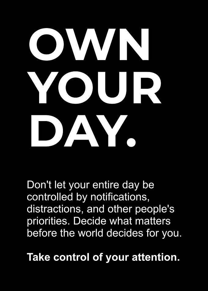 Own Your Day Inspirational Quote Poster