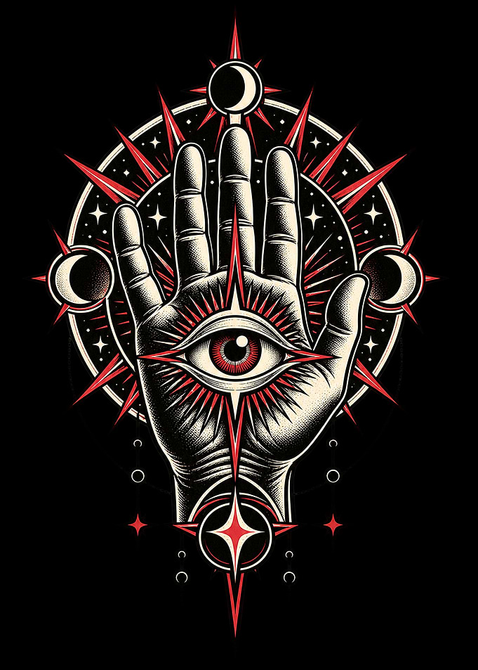 Mystical Hamsa Hand with All-Seeing Eye