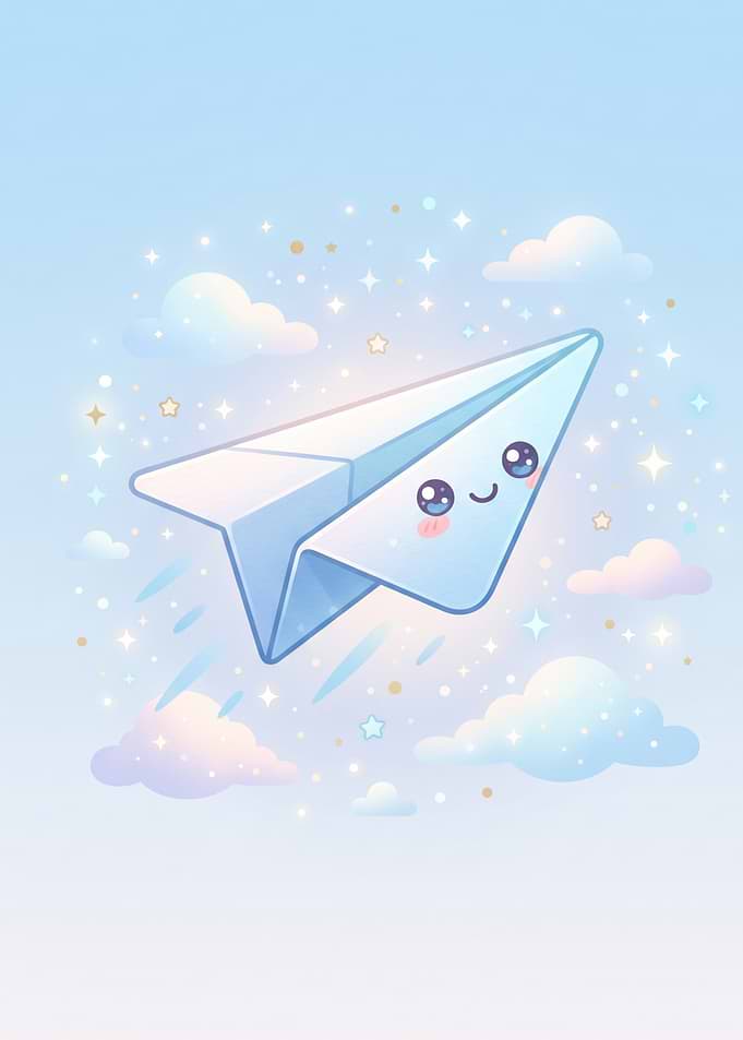 Cute Kawaii Paper Airplane Illustration