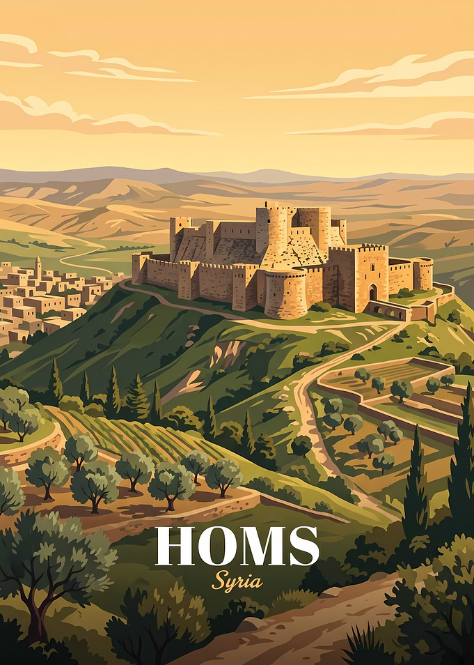 Vintage Travel Poster of Homs, Syria
