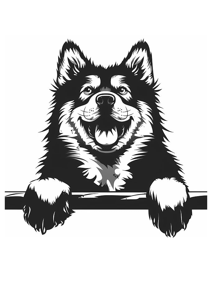 Black and White Greenland Dog Illustration