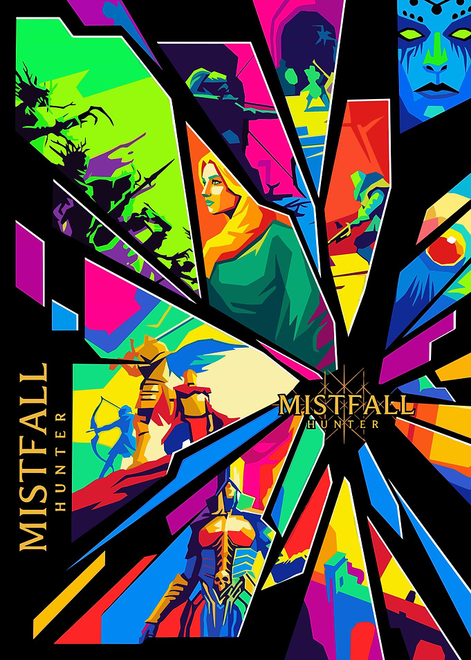 Mistfall Hunter Shattered Glass Poster