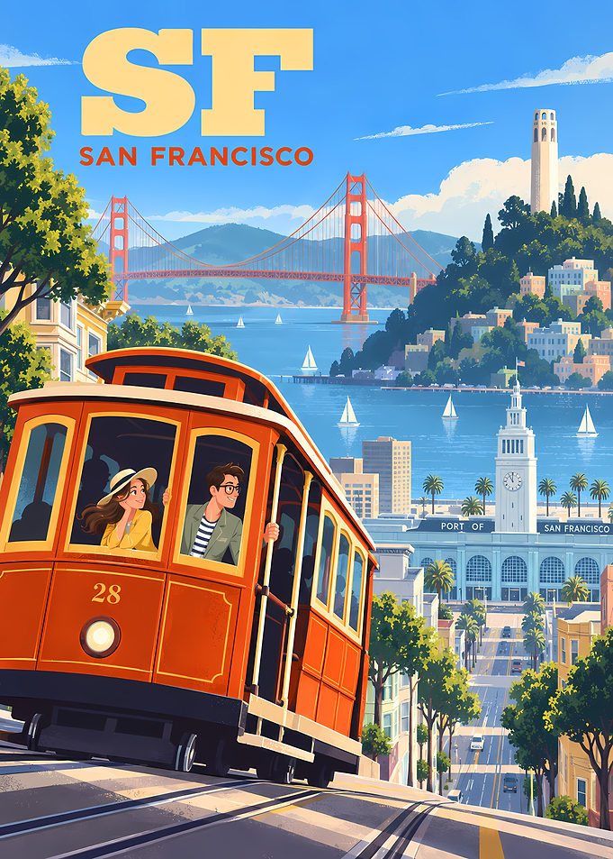 San Francisco Cable Car Travel Poster