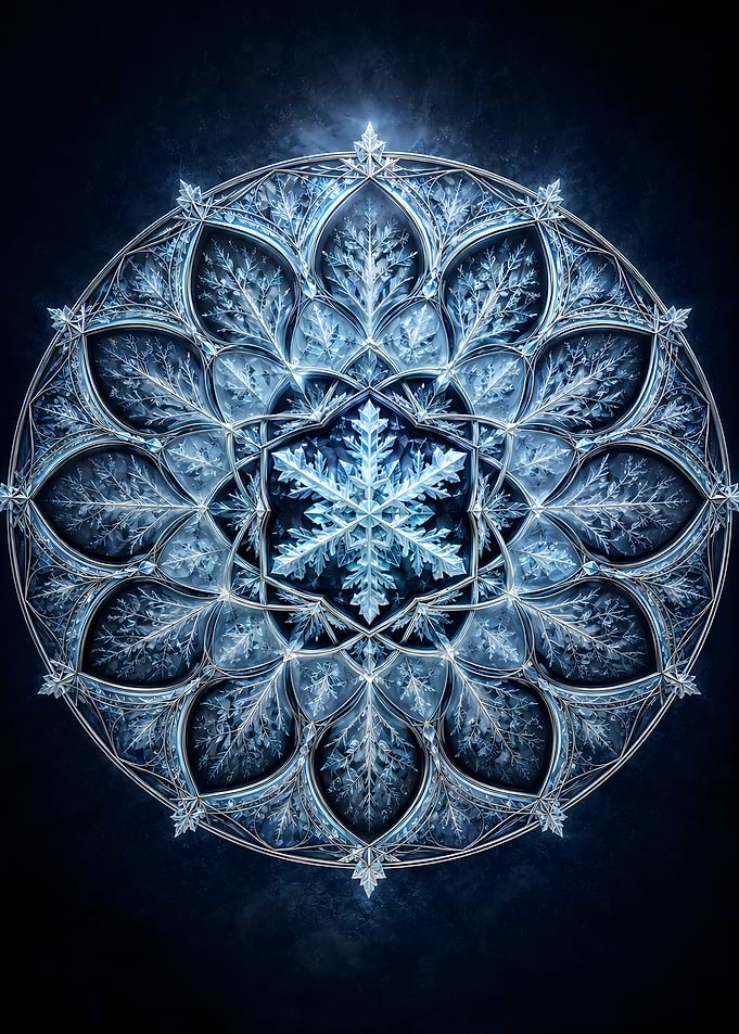 Intricate Icy Snowflake Mandala