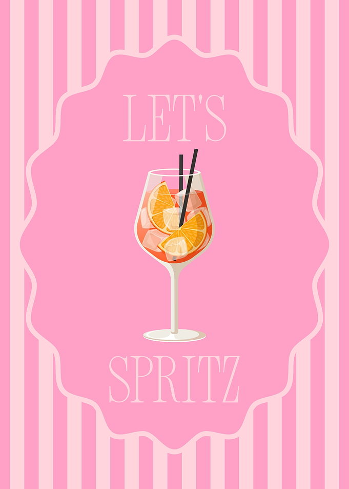Let's Spritz Pink Cocktail Poster
