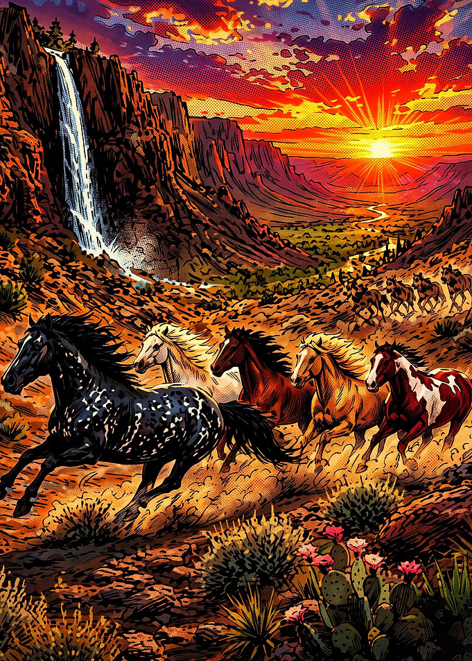 Wild Horses Sunset Canyon Art