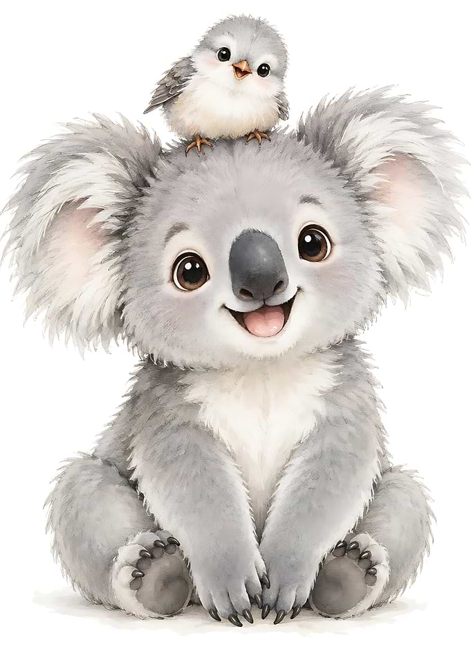 Cute Koala with Bird Friend