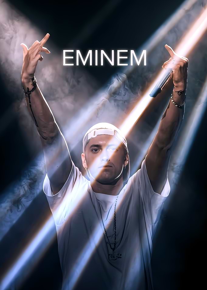 Eminem Performing Under Stage Lights