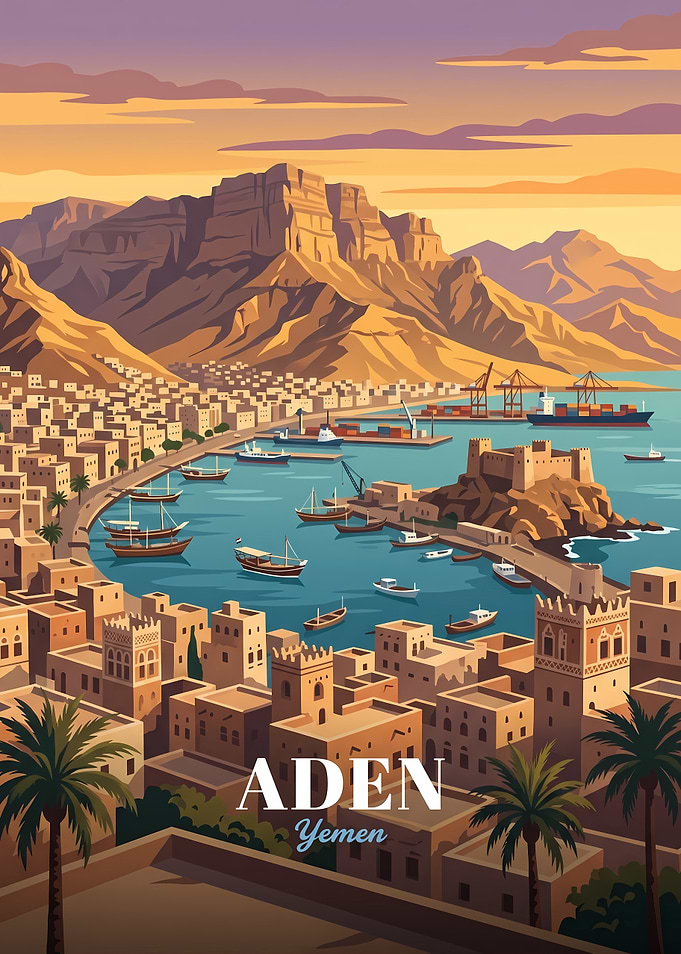 Vintage Travel Poster of Aden Yemen