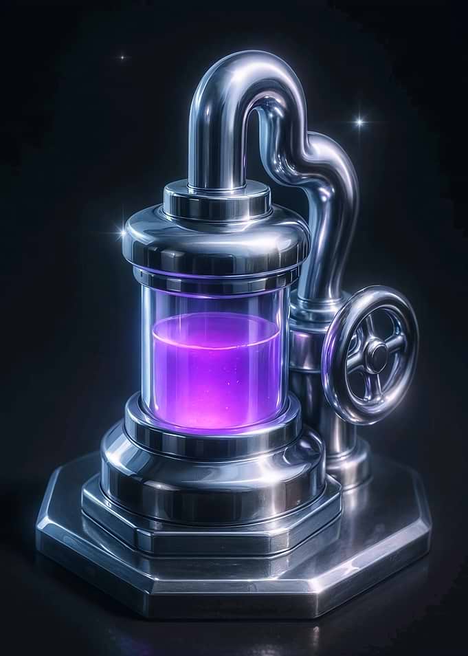 Futuristic Glowing Purple Chemical Container
