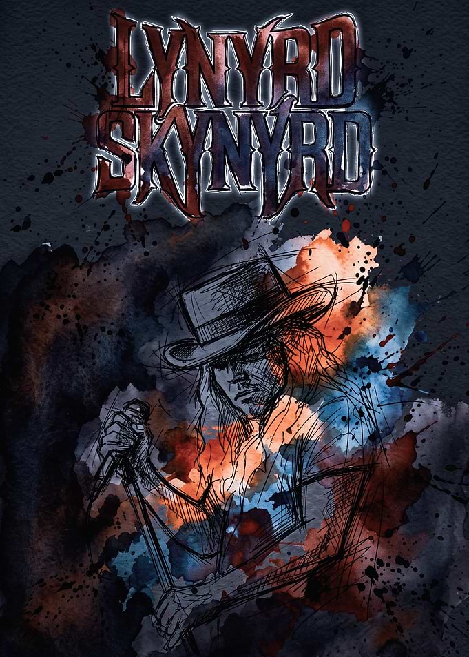 Lynyrd Skynyrd Watercolor Sketch Poster