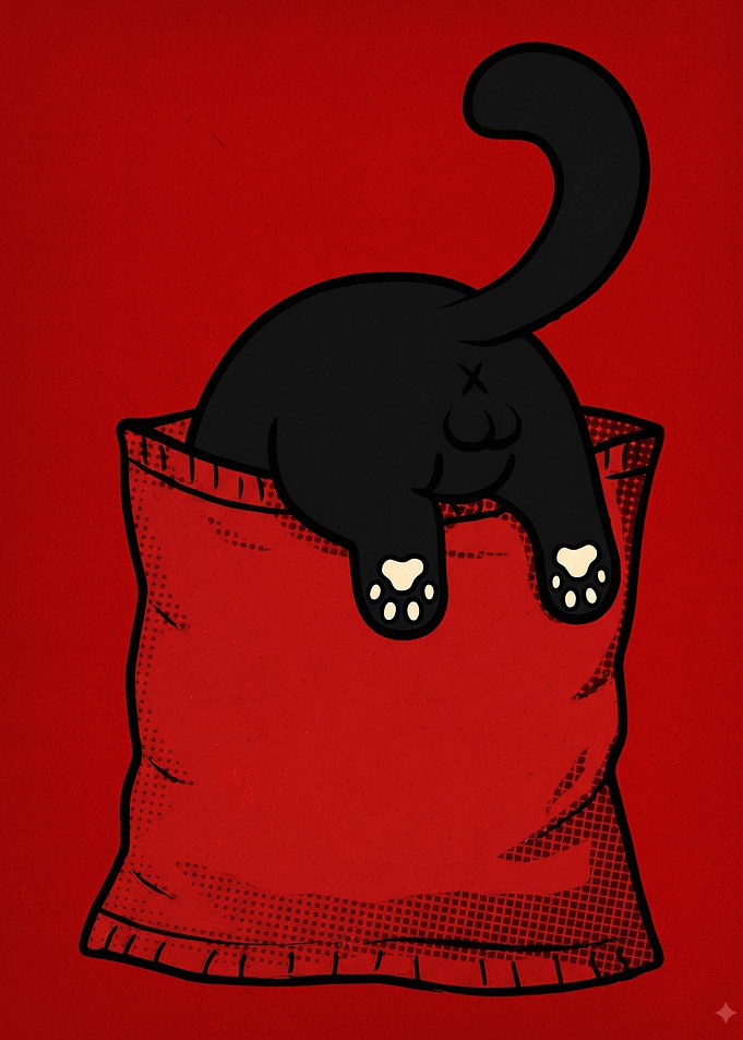 Black Cat in Red Pocket