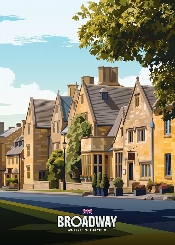 Broadway Village Travel Poster