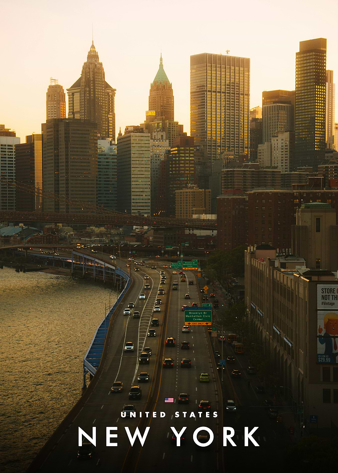 New York City Skyline Sunset View