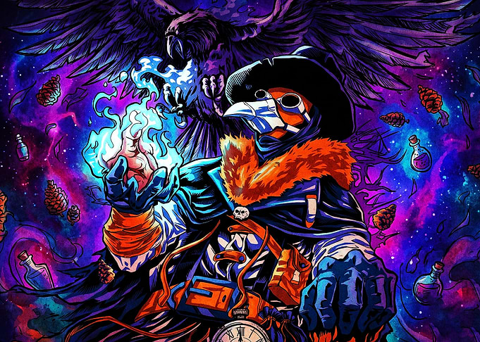 Plague Doctor Cosmic Magic Art Post