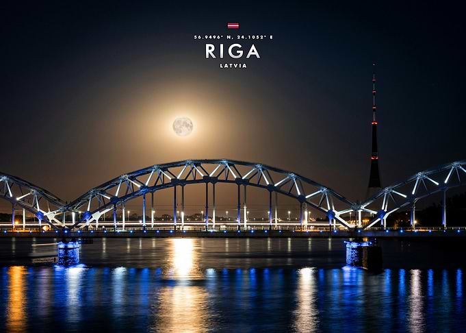 Riga Railway Bridge at Night