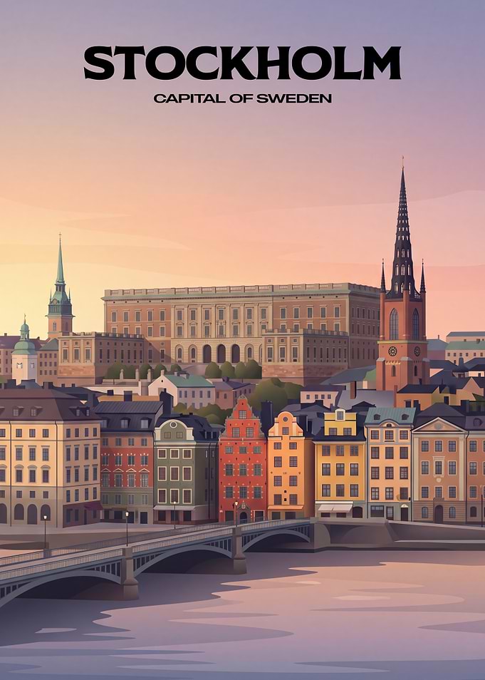Stockholm Sweden Travel Poster
