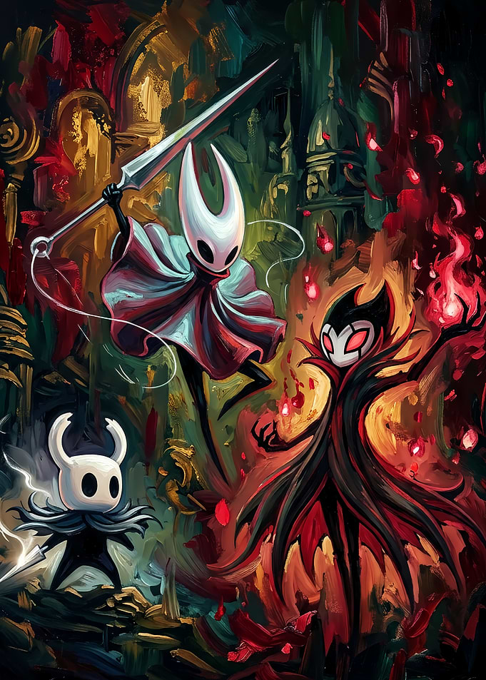 Hollow Knight Battle Scene Illustration