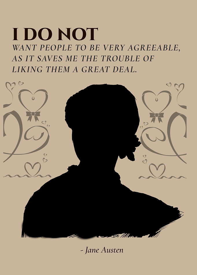 Jane Austen Quote Silhouette Poster