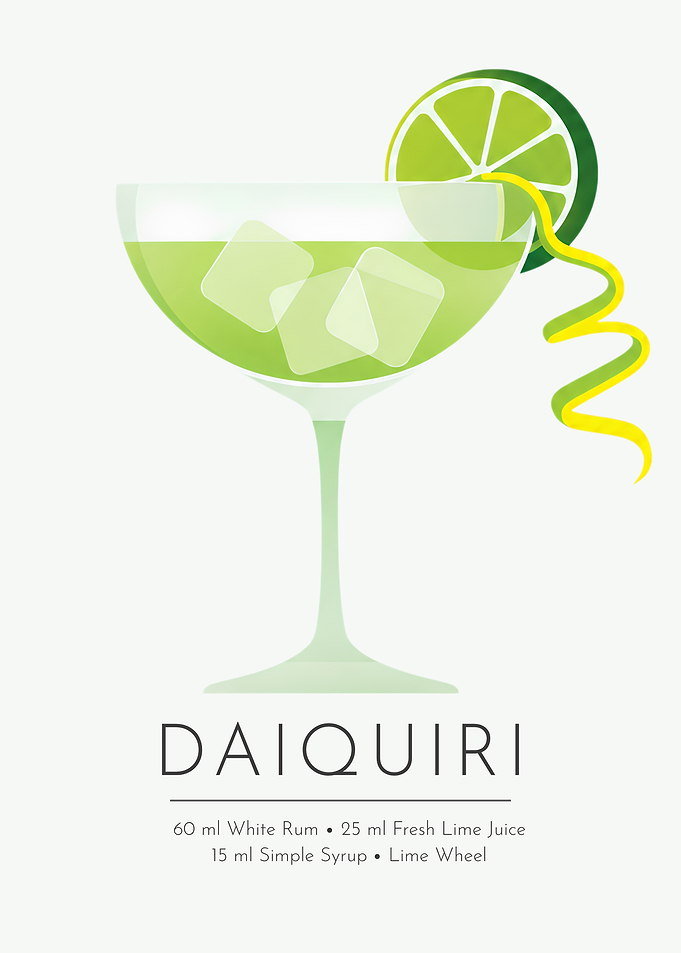 Daiquiri Cocktail Wall Art – Minimalist Lime Green Drink Poster