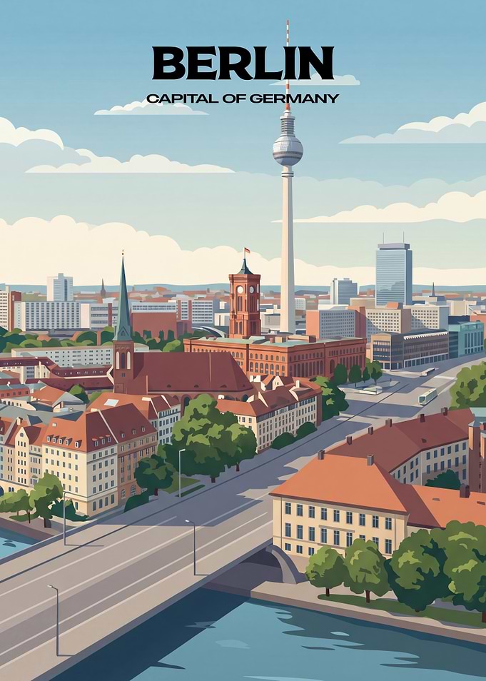 Berlin Cityscape Travel Poster