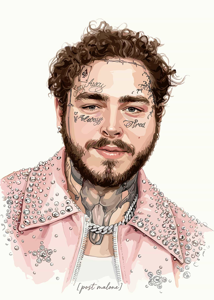Post Malone Digital Portrait Illustration