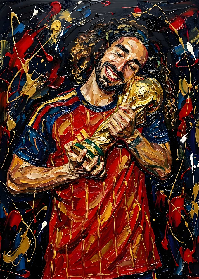 Marc Cucurella Celebrating with World Cup