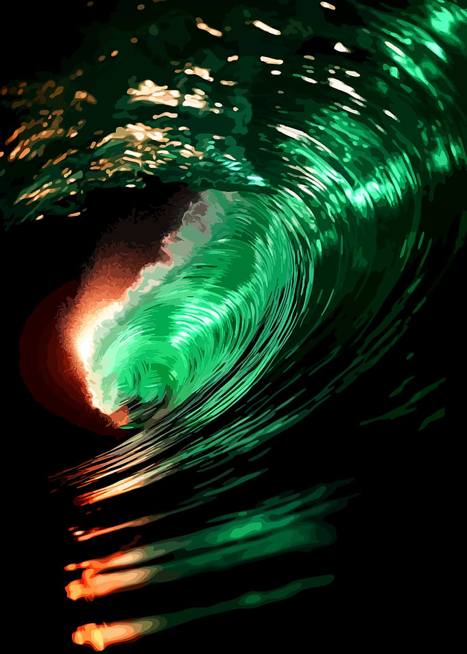 Glowing Emerald Ocean Wave