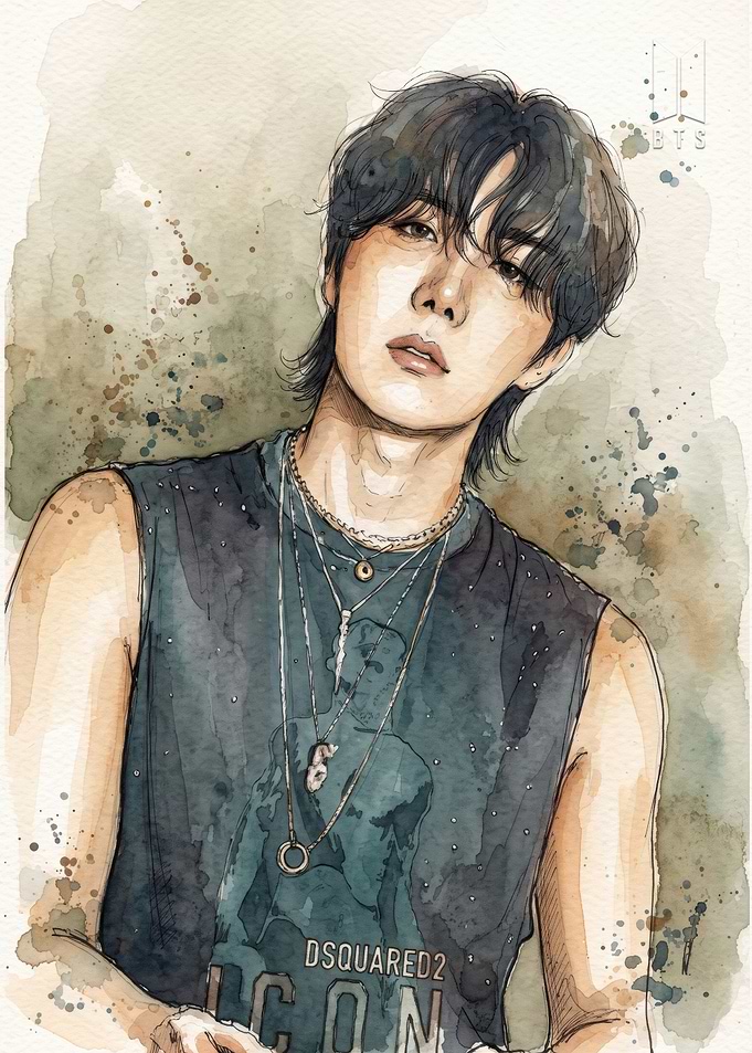 Watercolor Portrait of J-Hope from BTS