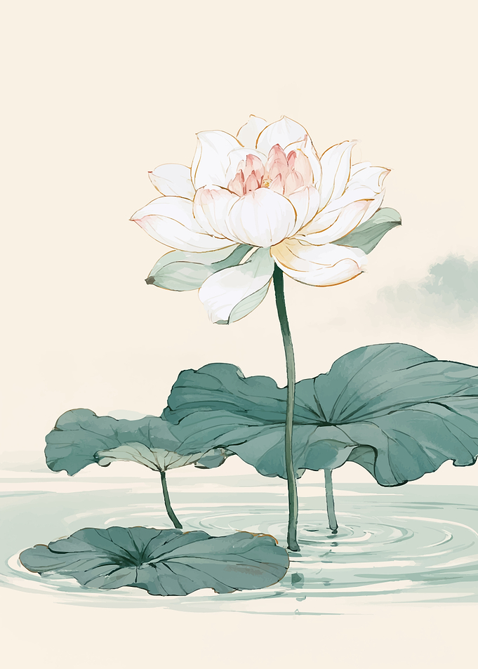 Elegant White Lotus Flower Illustration