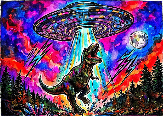 Psychedelic T-Rex Abduction by UFO