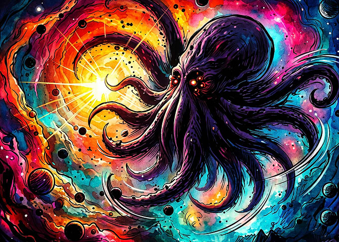 Cosmic Octopus Space Galaxy Art