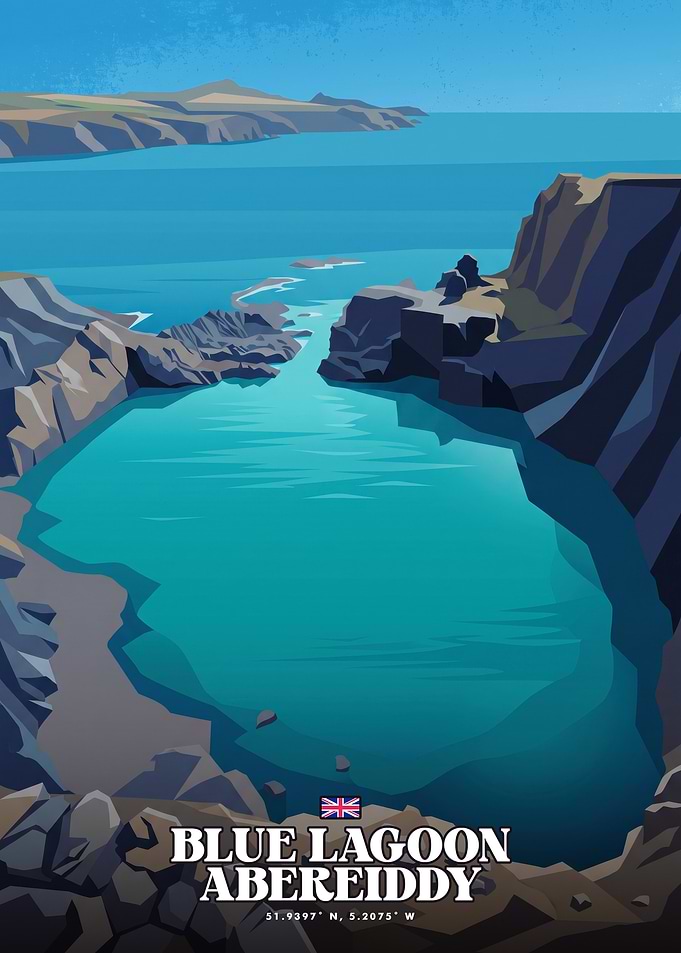 Blue Lagoon Abereiddy Travel Poster