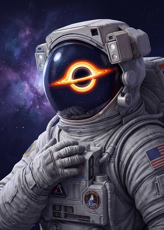 Astronaut with Black Hole Helmet