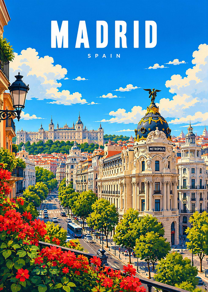 Madrid Spain Travel Poster