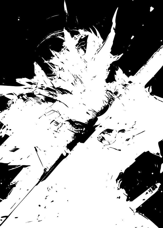 High Contrast Anime Action Silhouette