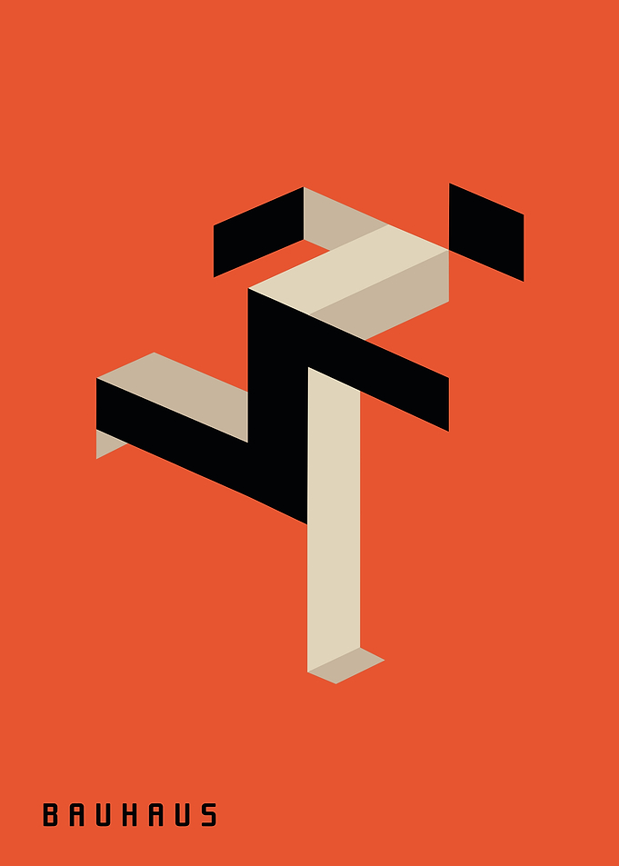Bauhaus Minimalist Running Figure Poster