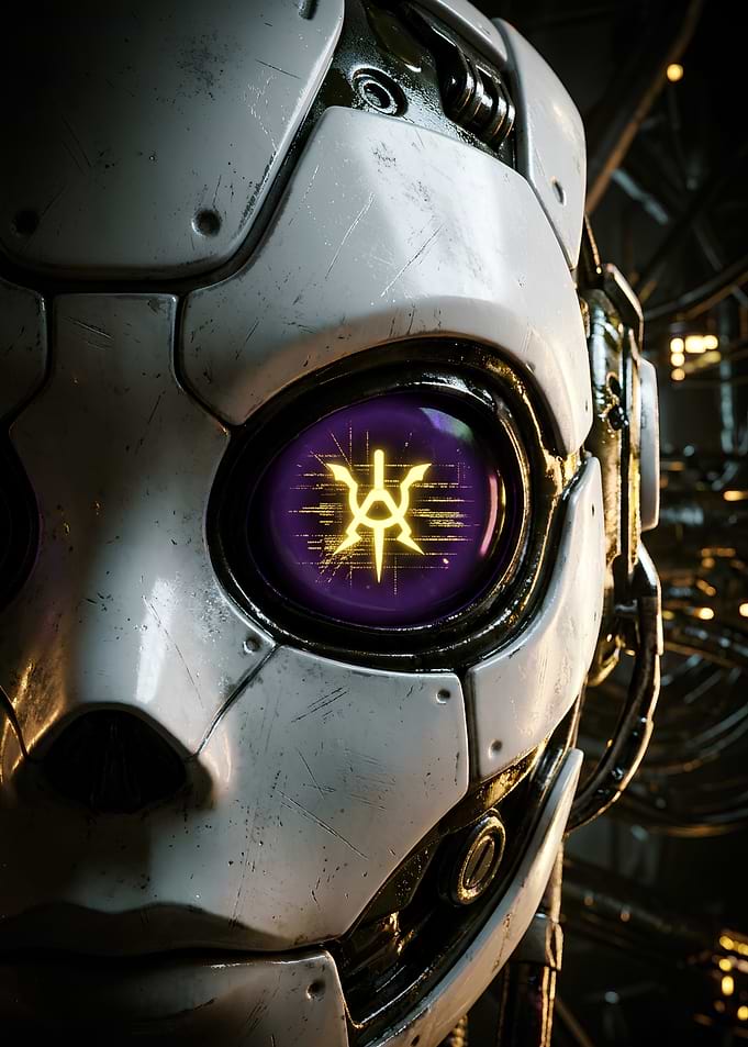 Cybernetic Robot Face Close-up