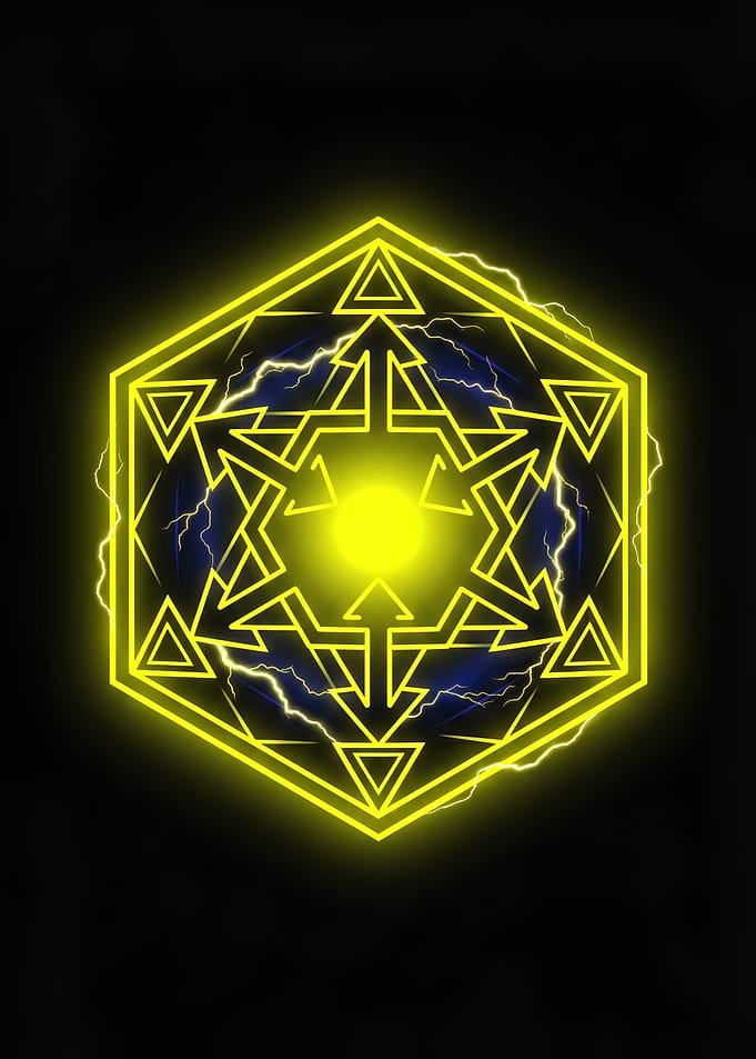 Glowing Yellow Hexagonal Magic Seal