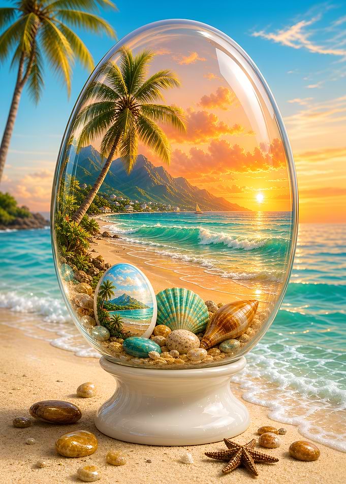 Tropical Sea Beach in Glass Egg