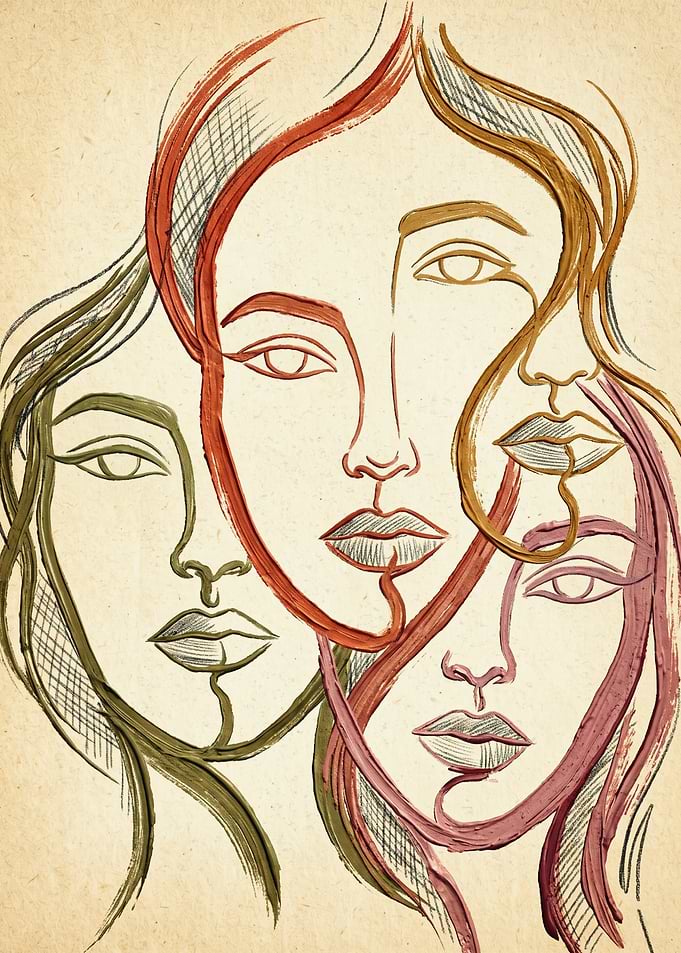 Abstract Faces Portrait People Line Art